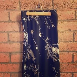 Black Floral Midi Skirt